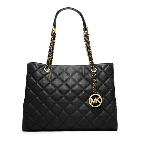 michael kors sady tote leather|Michael Kors black quilted handbags.